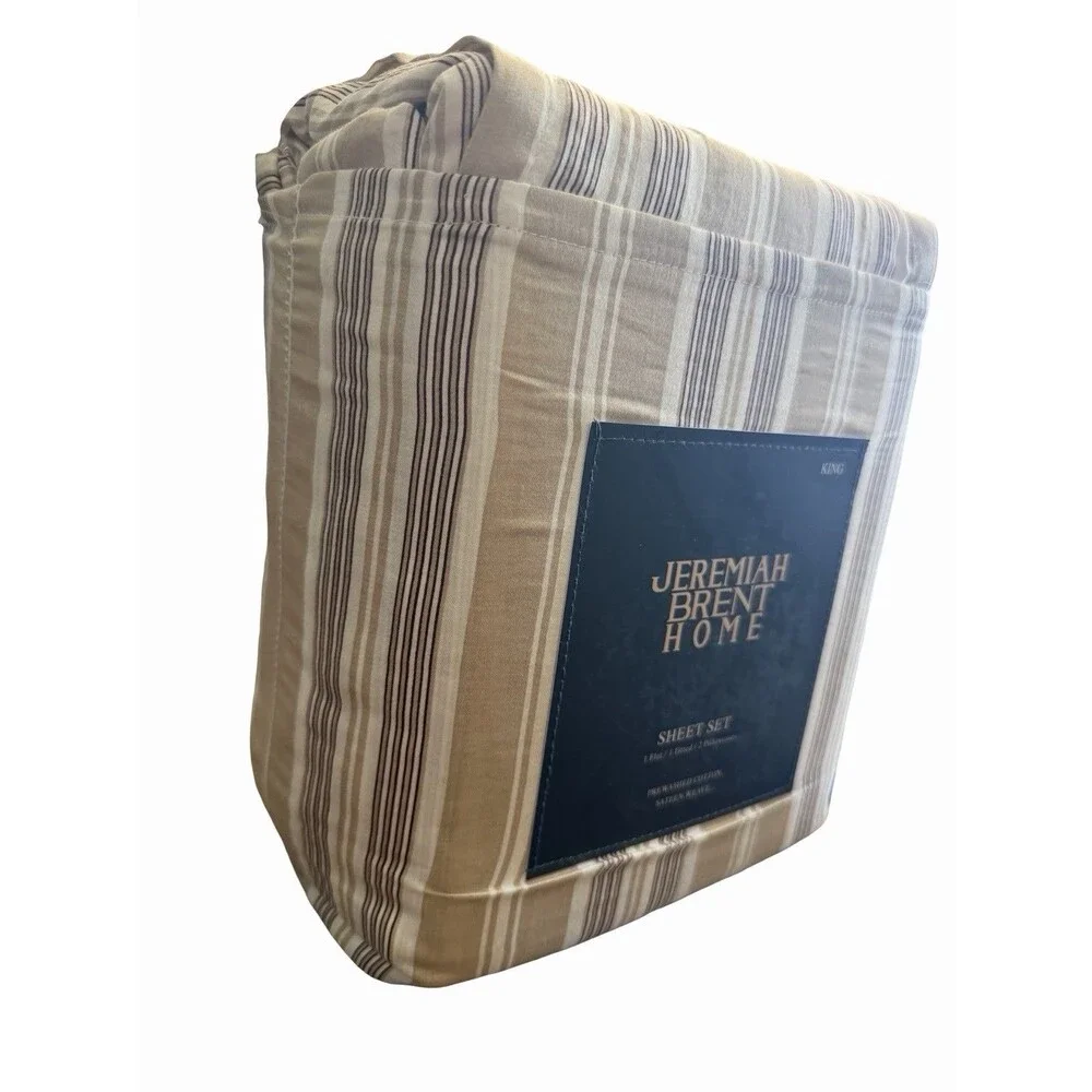 Jeremiah Brent Home Cotton Sateen Striped Sheet Set
